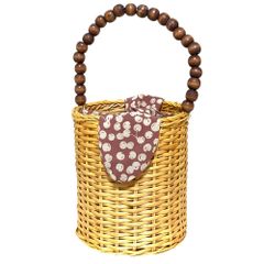美品 Her lip to ハーリップトゥ Cherry Bucket Bag チェリー バケットバッグ かごバッグ ハンドバッグ ナチュラル レディース 古着 中古 USED