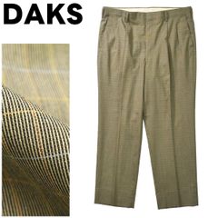 【ビッグサイズ】 日本製 ダックス DAKS ツータック スラックス パンツ 94 チェック柄 灰