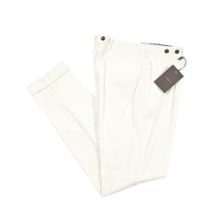 BERWICH ベルウィッチ / BARBERLONG-GD バーバー 細畝コーデュロイ スラックス ツータック パンツ 秋冬 メンズ コットン ストレッチ ホワイト イタリア製 439482