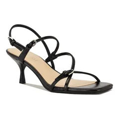 ナインウェスト レディース シューズ パンプス サンダル Nine West Hallowomensquare Toe Strappy Dressandals Black Patent ブラック