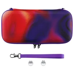 新品 PlayVital Nintendo Switch &有機elに対応用持ち運びケース、Switchコンソールに対応用ポータブルポーチ収納ハンドバッグ、トラベルバッグ保護ハードケース、サムグリップキャップカバー＆ゲームカードスロット10枚付き【パープルレッ