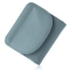 Smoky Blue Women's Bi-fold Wallet: Incredibly Slim and Compact Mini Wallet that Fits in Your Pocket. Features Anti-Skimming, Genuine Leather, Lightweight, Coin Purse, Card Case, and Minimalist Design. Convenient for Carrying.