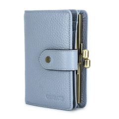 블루 10 × 13.5 × 3cm 전립면 다격층 스키밍 방지 기능 힌지 가마구치 접는 버클이있는 여성 지갑