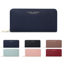 Royal Blue Long Wallet for Women: Large Capacity Long Wallet with 8 Card Slots, Round Zipper, Coin Purse, Strap, PU Leather, Bill Compartment, Smartphone Compartment.