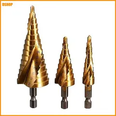 【期間限定】送料無料★TSUCIA ステップドリル らせん状 3本セット 4-12mm 4-20mm 4-32mm 螺旋 チタンコー