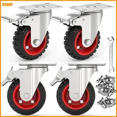【即納】送料無料★4インチ キャスター 4個セット 車輪 ブレーキ付き 高耐久性 耐荷重450kg | 360度回転 静音 ミュ