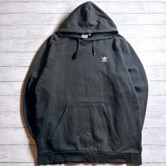 【定番ブランド】adidas originals Hoodie アディダス ブラック トレフォイル ワンポイント ロゴ パーカー 古着 #W8613