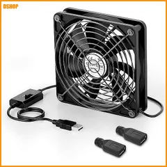 【激安】送料無料★ELUTENG USB扇風機 12cm DCアダプター2個付き 3段階調節 1500RPM 5V 静音 7枚羽