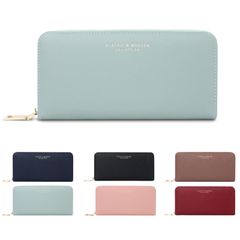 Green Long Wallet for Women, Large Capacity, 8 Card Slots, Round Zipper, Coin Purse, Strap, PU Leather, Bill Compartment, Smartphone Compartment, Long Wallet Type 2
