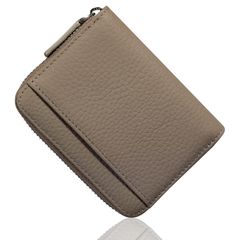 Gray Mini Wallet for Women: A wallet with card slots, designed to hold bills without folding. Made of genuine leather, this small wallet offers ample storage and a compact design.