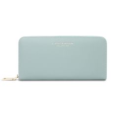 Green Women's Long Wallet, Large Capacity, Zipper Closure, Simple Design, PU Leather, Coin Purse, Bill Compartment, Smartphone Compartment, Long Wallet