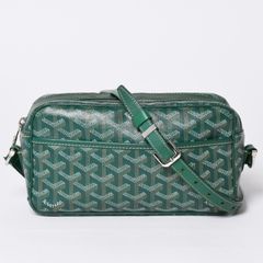 GOYARD ゴヤール カップヴェールPM ショルダーバッグ グリーン PVC レザー シルバー金具 美品 中古 4a002398