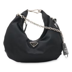 PRADA プラダ トライアングルロゴ チェーンショルダーバッグ ナイロン レザー NERO ブラック Re Edition 2006 国内ブティック購入品 1BH172
