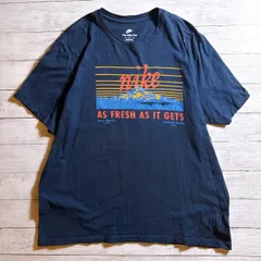 【人気ブランド】NIKE T-shirt ナイキ ネイビー マウンテン ロゴ AS FRESH AS IT GETS グラフィック 半袖Tシャツ 古着 #C8417