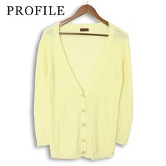 PROFILE プロフィール 通年★ ドルマン 透かし編み ニット カーディガン Sz.38 レディース