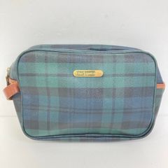 POLO RALPH LAUREN/ポロ ラルフローレン セカンドバッグ/ポーチ チェック柄 グリーン×ブルー系 ロゴプレート[OM03949]