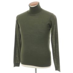 【中古】ロベルトコリーナ ROBERTO COLLINA ハイゲージ ウール タートルネック プルオーバーニット ダークオリーブグリーン【サイズ46】【メンズ】