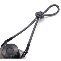 [Brand New] [INPON] Camera Strap Neck Strap with Metal Ring/Ring Cover for DSLR/Mirrorless/Compact Cameras, Gray, 9mm Wire Diameter, 120cm Length, Made from Climbing Rope