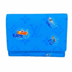 【6hd3728-k】Louis Vito Men's Monogram Sport Leisure Tri-fold Wallet M29505 Pool Blue [Used]