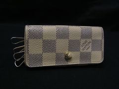 LOUIS VUITTON ルイヴィトン N60386 ダミエアズール ミュルティクレ4 4連 キーケース 鍵入れ レディース メンズ アイボリー系 ウォレット ファッション小物 普段使い 中古 DP8463