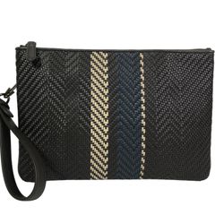 美品【エルメネジルドゼニア】本物 Ermenegildo Zegna クラッチバッグ PELLE TESSUTA 編み込み セカンドバッグ レザー 男性用 メンズ 伊製