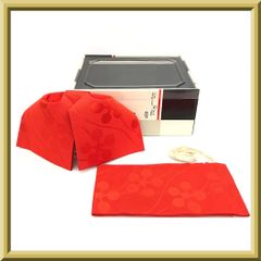 女の子 子供用 浴衣用 ゆかた用 おしゃれ帯 作り帯 結び帯 付け帯 つけ帯 簡単着付け レトロ リボン型 朱赤 赤色 花柄 地紋 和装小物 箱付