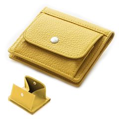 [Bearneko] Mini Wallet, Bi-fold Wallet, Slim, Genuine Leather, Men's Wallet, Women's Wallet, Small Wallet, Compact, Mini Wallet, Ultra-lightweight, Cute, with Coin Purse, Unisex (Yellow) 1