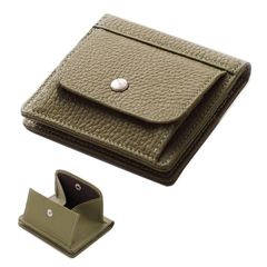 [Bearneko] Mini Wallet, Bi-fold Wallet, Slim, Genuine Leather, Men's Wallet, Women's Wallet, Small Wallet, Compact, Mini Wallet, Ultra-lightweight, with Coin Purse, Unisex (Greige) 1