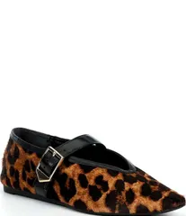 シュッツ レディース シューズ パンプス プリント Schutz Vick Leopard Print Calf Hair Mary Jane Ballet Flats Natural アニマル