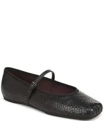 フランコサルト レディース シューズ パンプス レザー Franco Sartoriel Snakembossed Leather Square Toe Mary Jane Ballerina Fla
