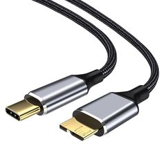 Brand New Type-C to Micro B Cable for Hard Drives, 5Gbps High-Speed ​​Data Transfer, High Durability, Compatible with External HDDs/SSDs, Digital Cameras, Samsung Galaxy S5, Galaxy Note 3, etc. (Type-C Male - Micro B Male) 1