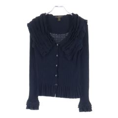 LOUIS VUITTON (ルイヴィトン) フリルニット カーディガン ブラウス ビスコース ブラック RW062A WJKC04MKB