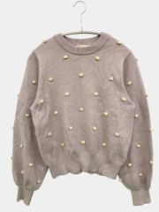MAJESTIC LEGON マジェスティックレゴン ニット セーター M パープル ナイロン ニット ドット柄 ミドル丈 長袖 クルーネック 丸首 レディース