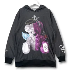 TRAVAS TOKYO トラバストーキョー Angel&Devil bear Hoodie ビッグパーカー 天使と悪魔 くまプリント 黒 ブラック フリーサイズ レディース 春 秋 ゴーゴー古着セントラルパーク名古屋店 6 No.久3135