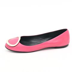 RogerVivier(ロジェヴィヴィエ) フラットシューズ 37 レディース - ピンク×ゴールド アウトソール張替済 レザー