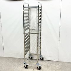 美品□ステンレス製□カルテワゴン□サイドテーブル付□マガジンラック