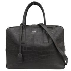 Saint Laurent Paris Museum Small Briefcase, 2-Way Business Shoulder Bag, Leather, Brown, 377865, Used, New Arrival, OB2950