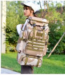 Large, high-capacity, multi-functional backpack for men and women, suitable for travel, hiking, disaster preparedness, and evacuation.