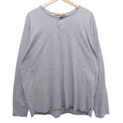 Levi's リーバイス ヘンリーネック 長袖Tシャツ XL グレー メンズ ロンT コットン100% STANDARD 無地 シンプル アメカジ 古着 カジュアル ストリート 大きいサイズ ゆったり 秋冬 レイヤード 重ね着 インナー 灰色 杢グレー 定番