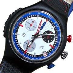稼働/新品電池 SWATCH スウォッチ 腕時計 クォーツ 3針 スモセコ クロノグラフ デイト Blue Ring【ag3】