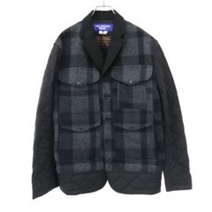 JUNYA WATANABE MAN×FILSON GARMENT ジュンヤワタナベマン フィルソンガーメント 25AW マッキーノウール エステルタフタキルティングレザー ジャケット WP-J003 ブラック M