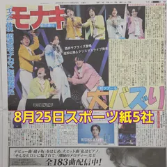 匿名配送！送料込み！  8月25日 朝刊　 スポーツ紙全5社