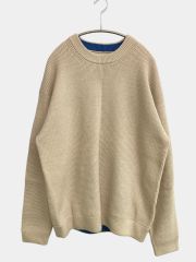 CIAOPANIC TYPY チャオパニックティピー ニット/セーター L ベージュ コットン ニット 無地 ワンポイント ミドル丈 長袖 クルーネック(丸首) メンズ