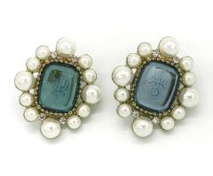 [Used] Silverware, Rings, Accessories: Super Sailor Uranus &Neptune Intaglio Bicolor Earrings "Pretty Guardian Sailor Moon x Liquem 2nd Collection"