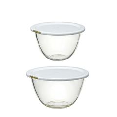 HARIO レンジフタ付き耐熱ガラス製ボウル 2個セット