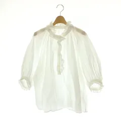ネストローブ nest Robe リネン混 フリルブラウス シャツ 七分袖 F