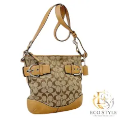 COACH(コーチ)ベージュ ブラウン シグネチャー柄キャンバス ソーホー 