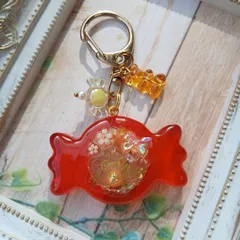 キャンディー シェイカー オレンジ シャカシャカ キーホルダー ハンドメイド