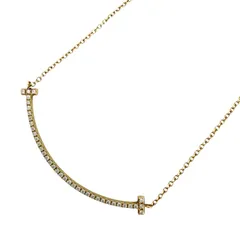 ティファニー ネックレス レディース Tスマイル スモール ペンダント ジュエリー アクセサリー アジャスター付き 18金YG Au750 TIFFANY&Co. K18イエローゴールド    ダイヤモンド 約2.4g【中古品】