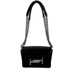 TODS トッズ ダブルT レザー チェーンショルダーバッグ ブラック